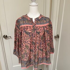 NWOT Lanidor Paisley Button-Down Blouse (M)